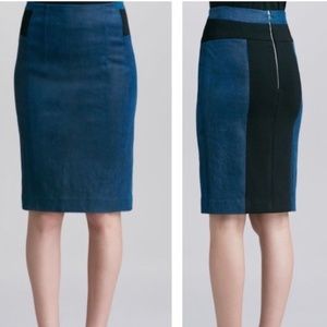 Rebecca Taylor Genuine Lamb Leather Ponte Pencil Skirt: SIZE 8